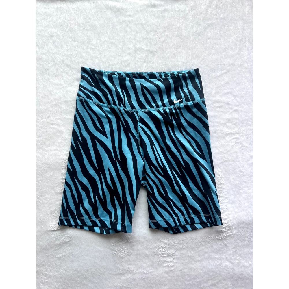 Nike Dri Fit Zebra Biker Shorts Women’s Small Blue Black Yoga Gym Activewear